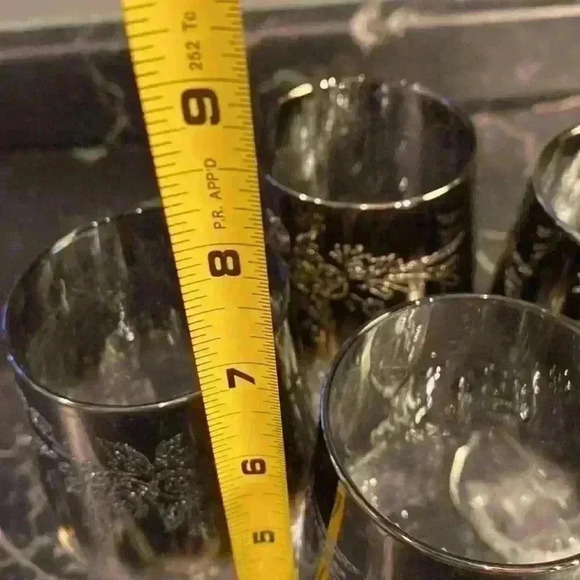 6 Vintage Silver Fade Wine Glasses Ombre WineGlasses, Leaf design made in France - Picture 12 of 14